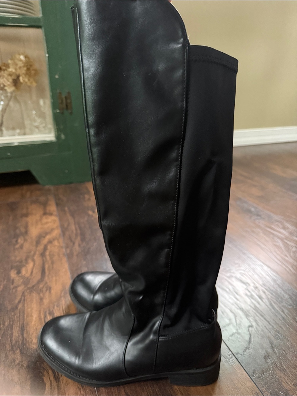 Women's Black Tall knee high boots - mock Franco Sarto